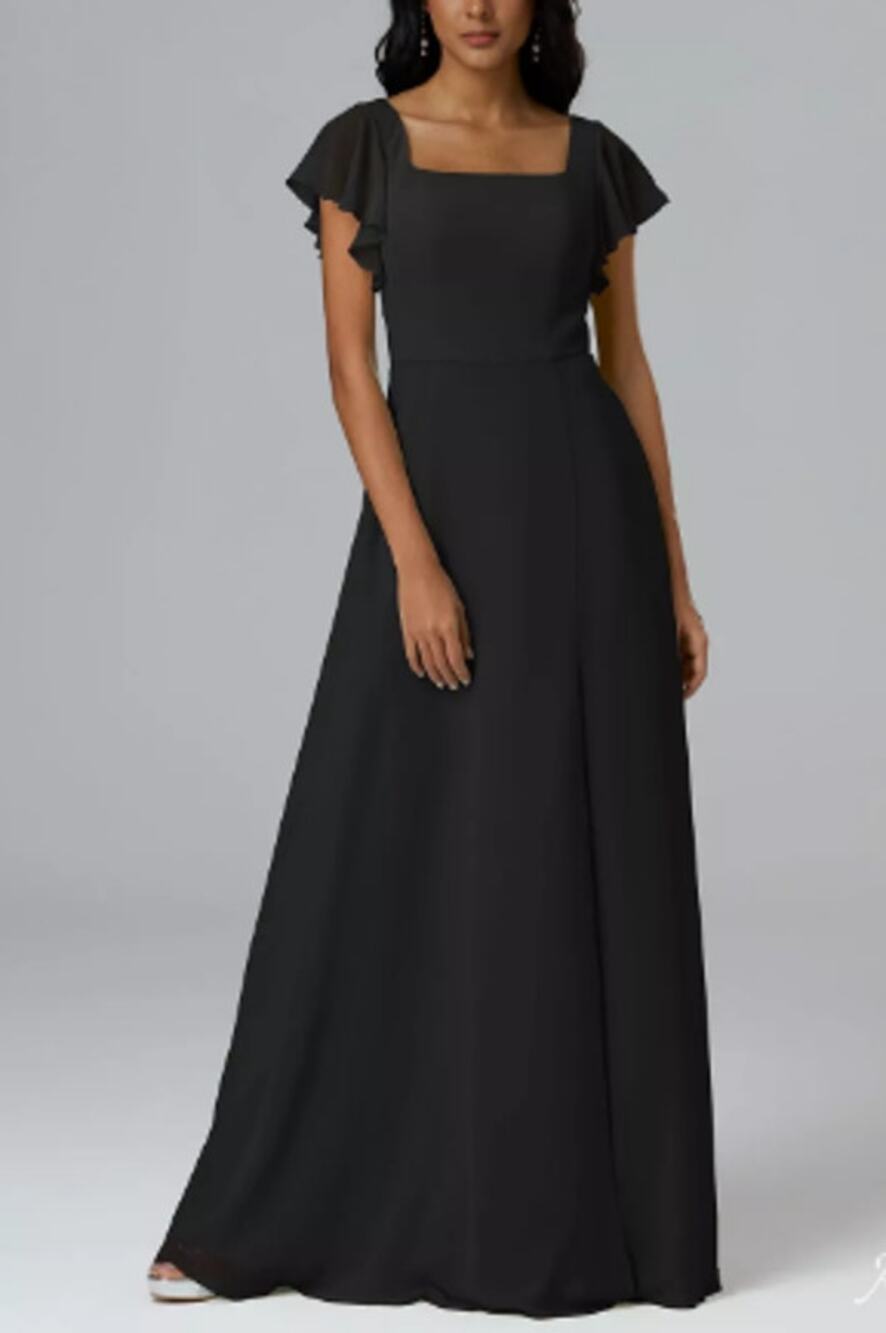 AW BRIDAL 4 S black Marianne chiffon bridesmaid formal party maxi dress b47